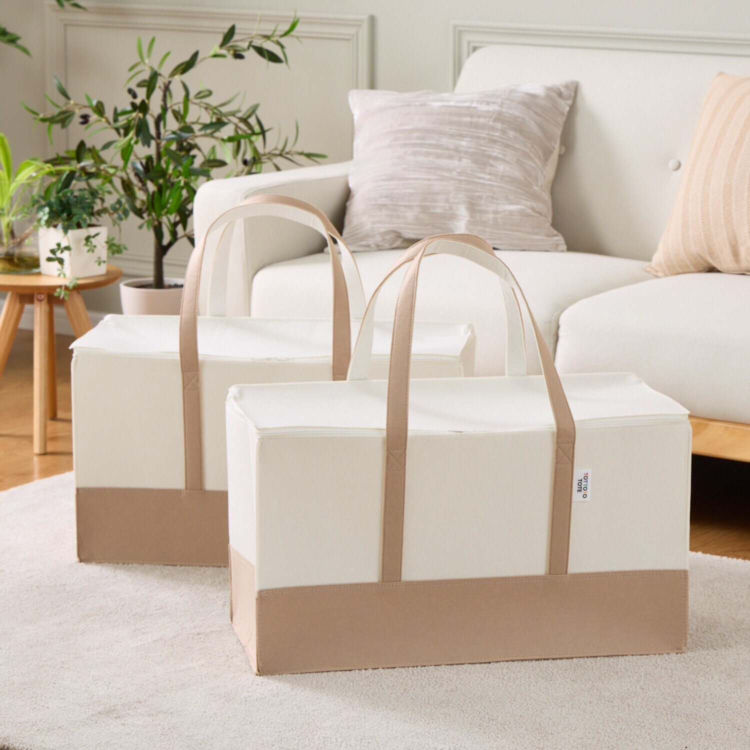 おしゃれなデザインで 便利に収納 トートデザイン収納ケース ＜バッグタイプ２個組＞