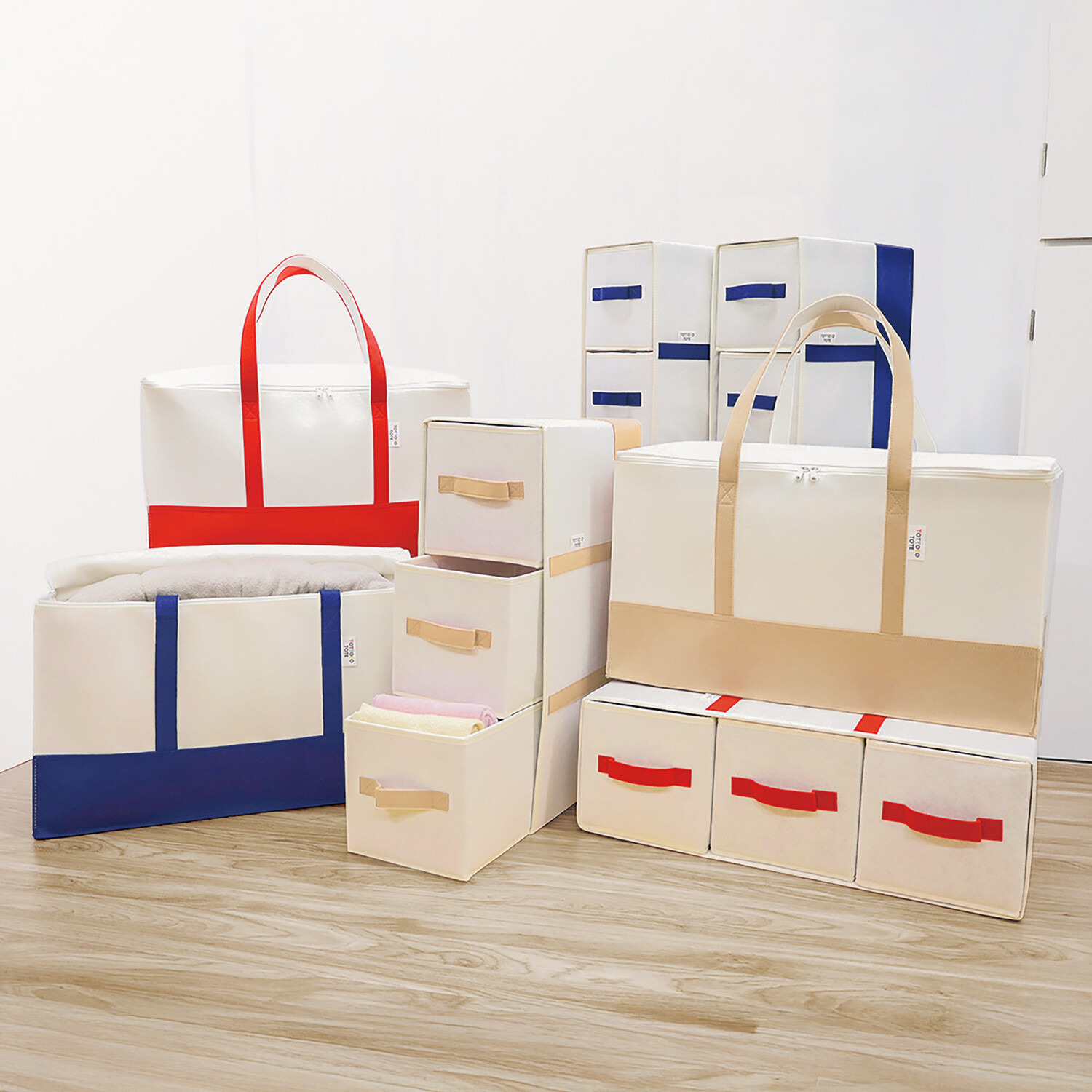 おしゃれなデザインで 便利に収納 トートデザイン収納ケース ＜バッグタイプ２個組＞