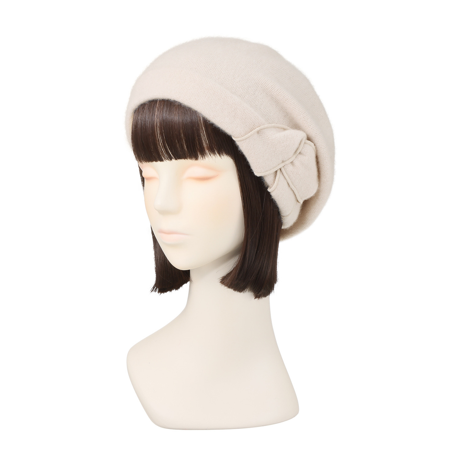 マキシン ベビーカシミヤ１００％ フード型ニット帽