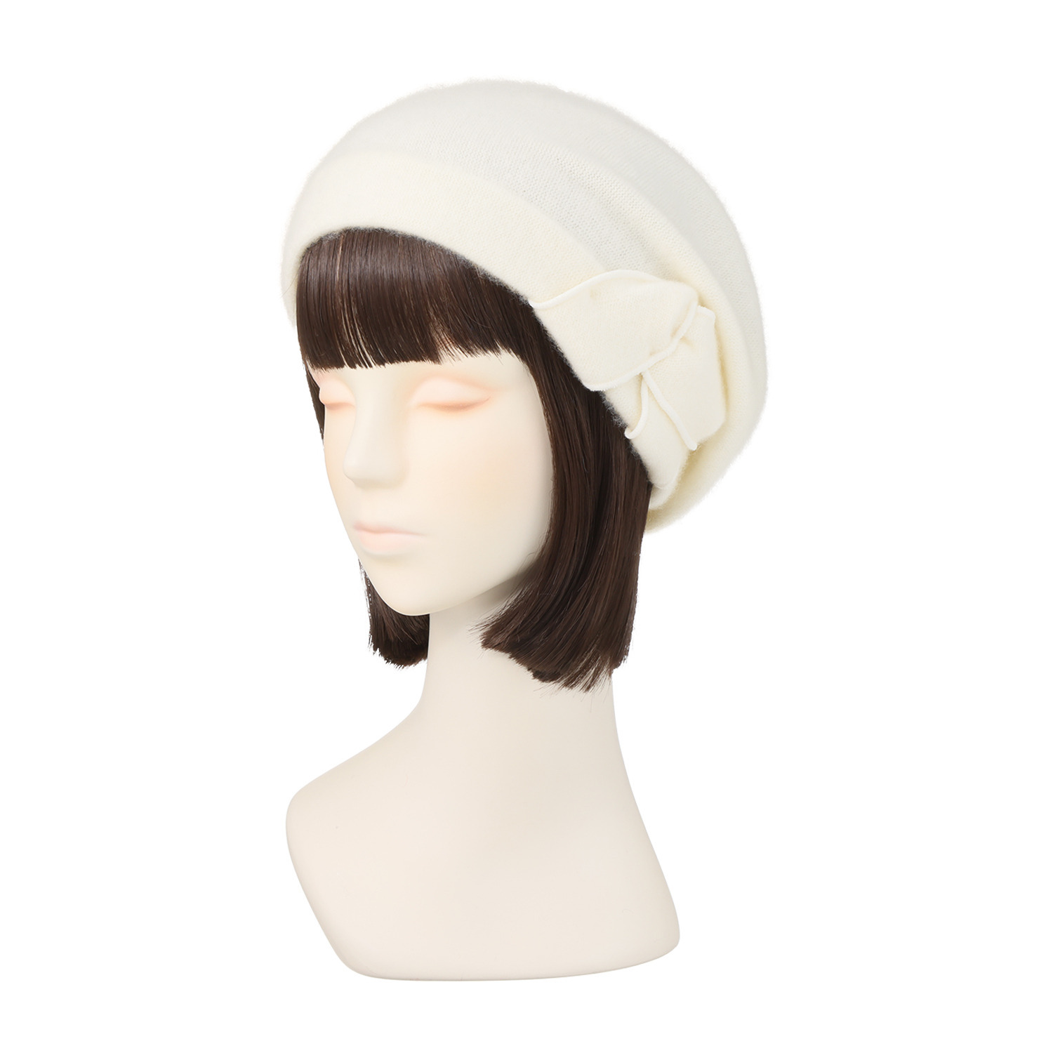 マキシン ベビーカシミヤ１００％ フード型ニット帽