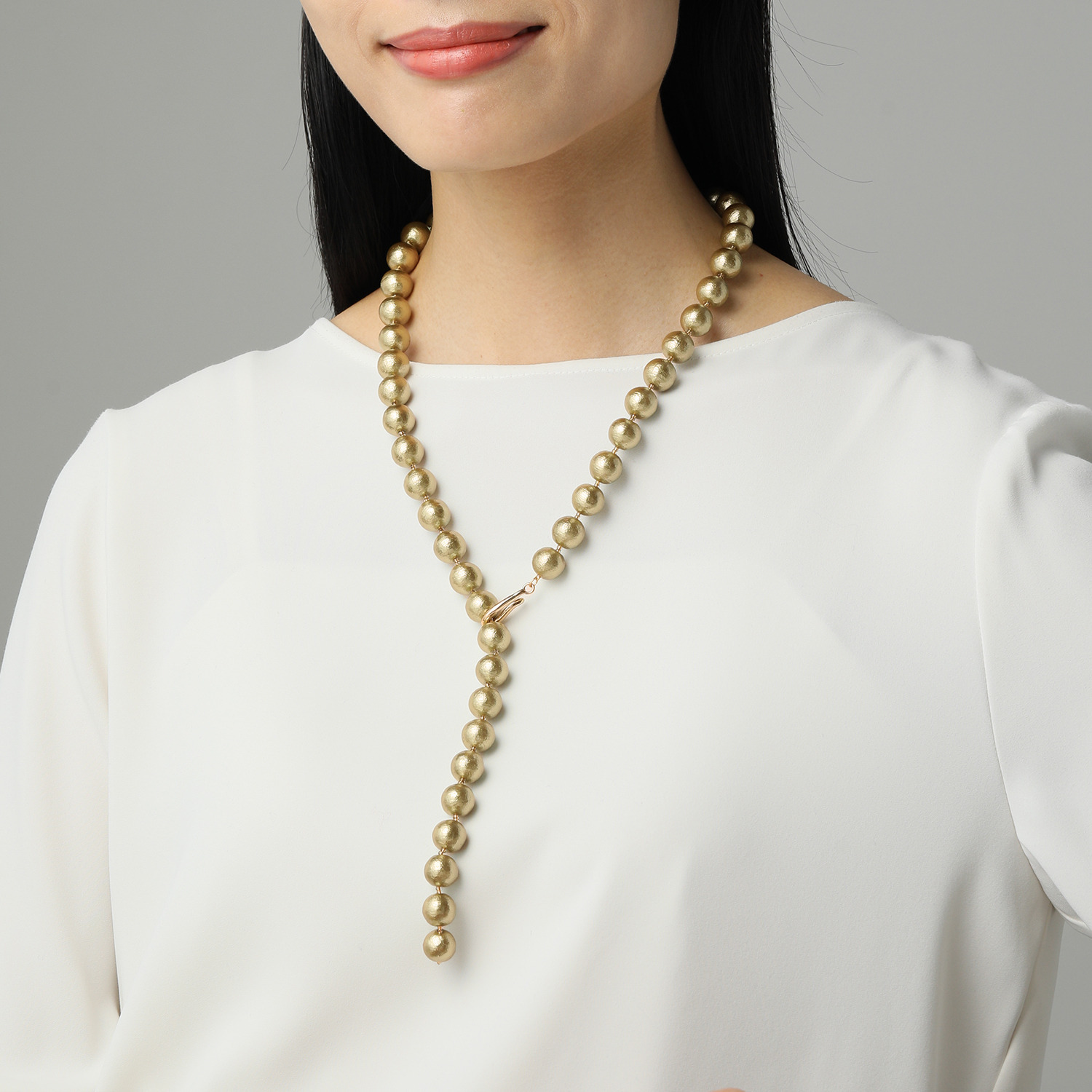 フィールコットンパール コットンパール フックタイプ ロングネックレス