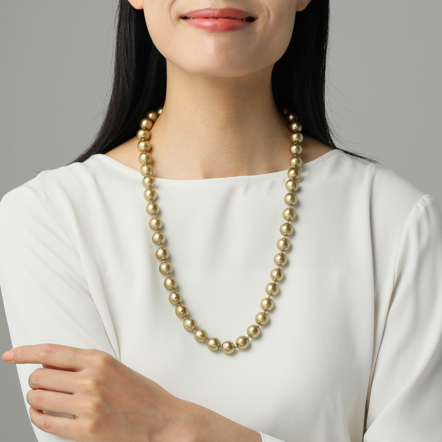 フィールコットンパール コットンパール フックタイプ ロングネックレス