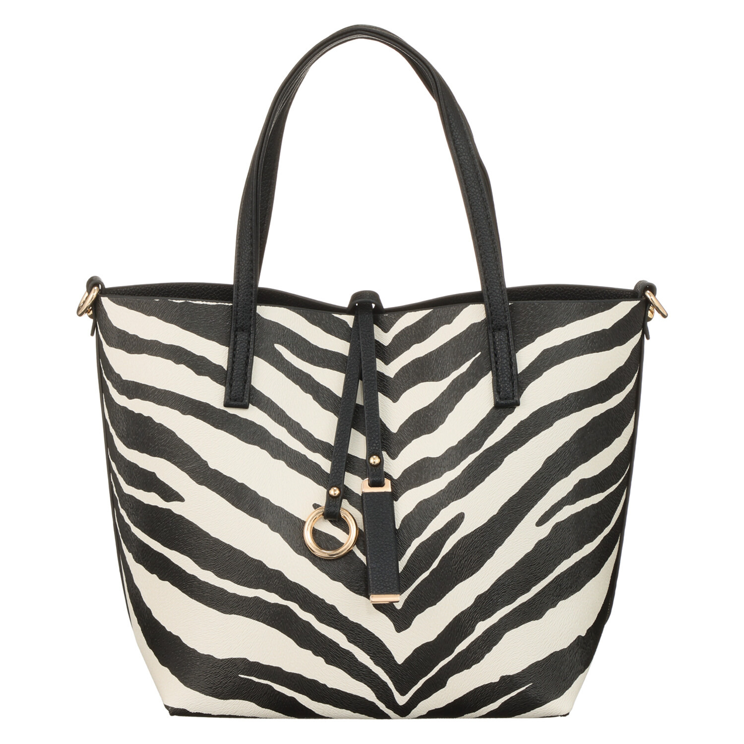 ラルジュ インナーポーチ付 フェイクレザー アニマル柄 リバーシブル ２ウェイバッグ