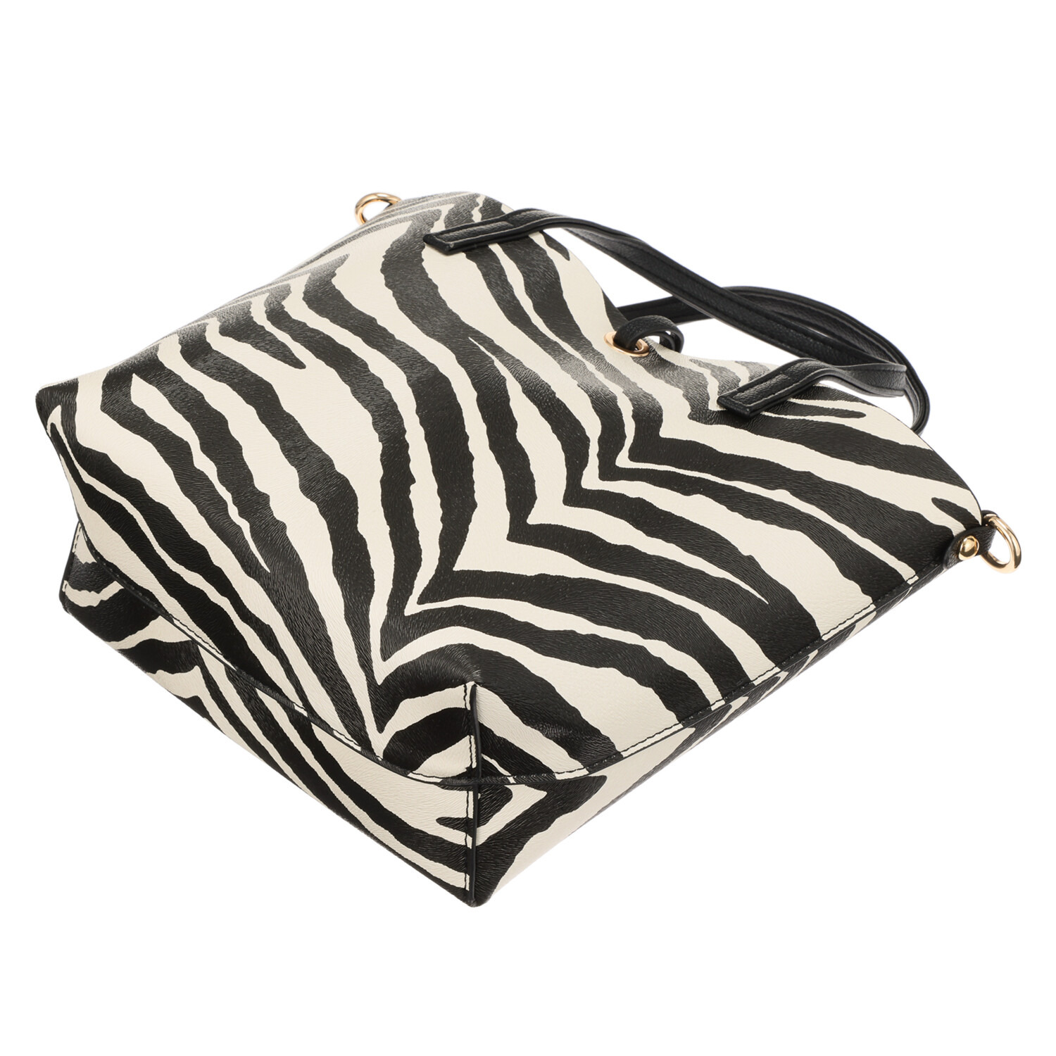 ラルジュ インナーポーチ付 フェイクレザー アニマル柄 リバーシブル ２ウェイバッグ