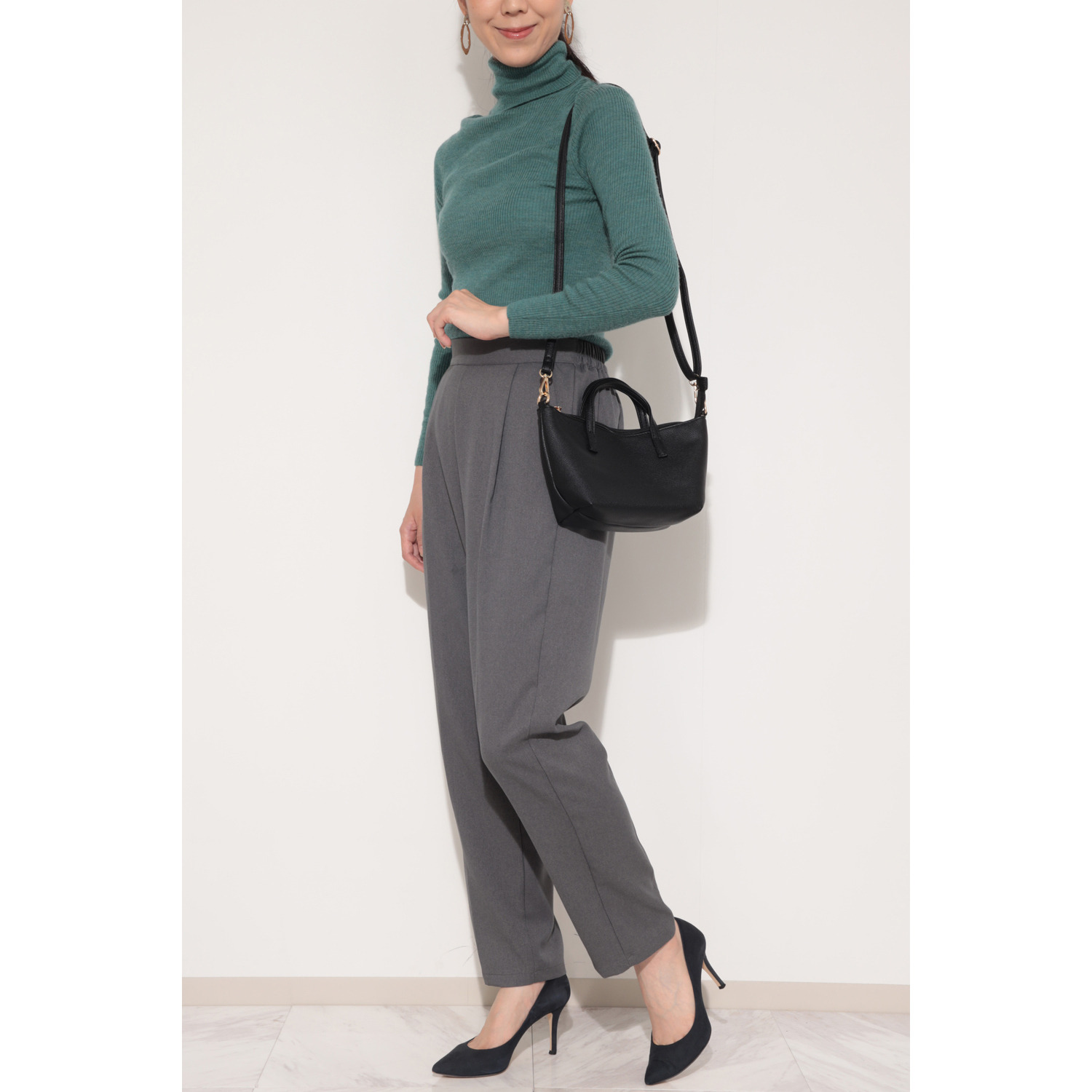 ラルジュ インナーポーチ付 フェイクレザー アニマル柄 リバーシブル ２ウェイバッグ