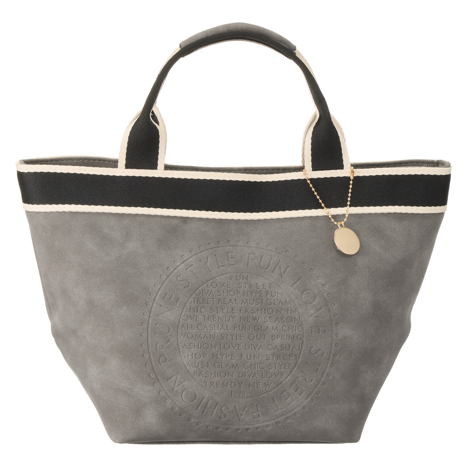 ラルジュ チャーム付 型押しデザイン トートバッグ