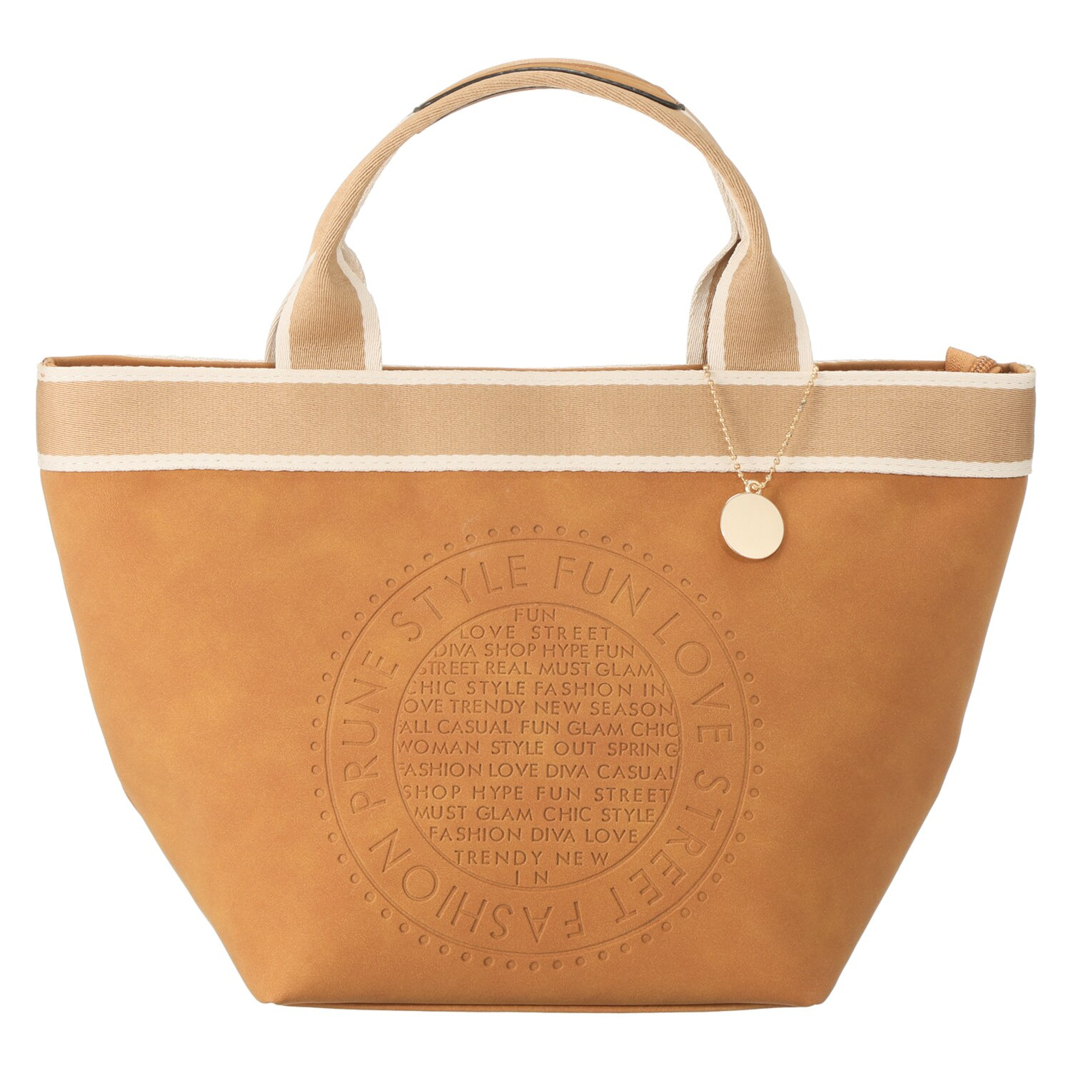 ラルジュ チャーム付 型押しデザイン トートバッグ