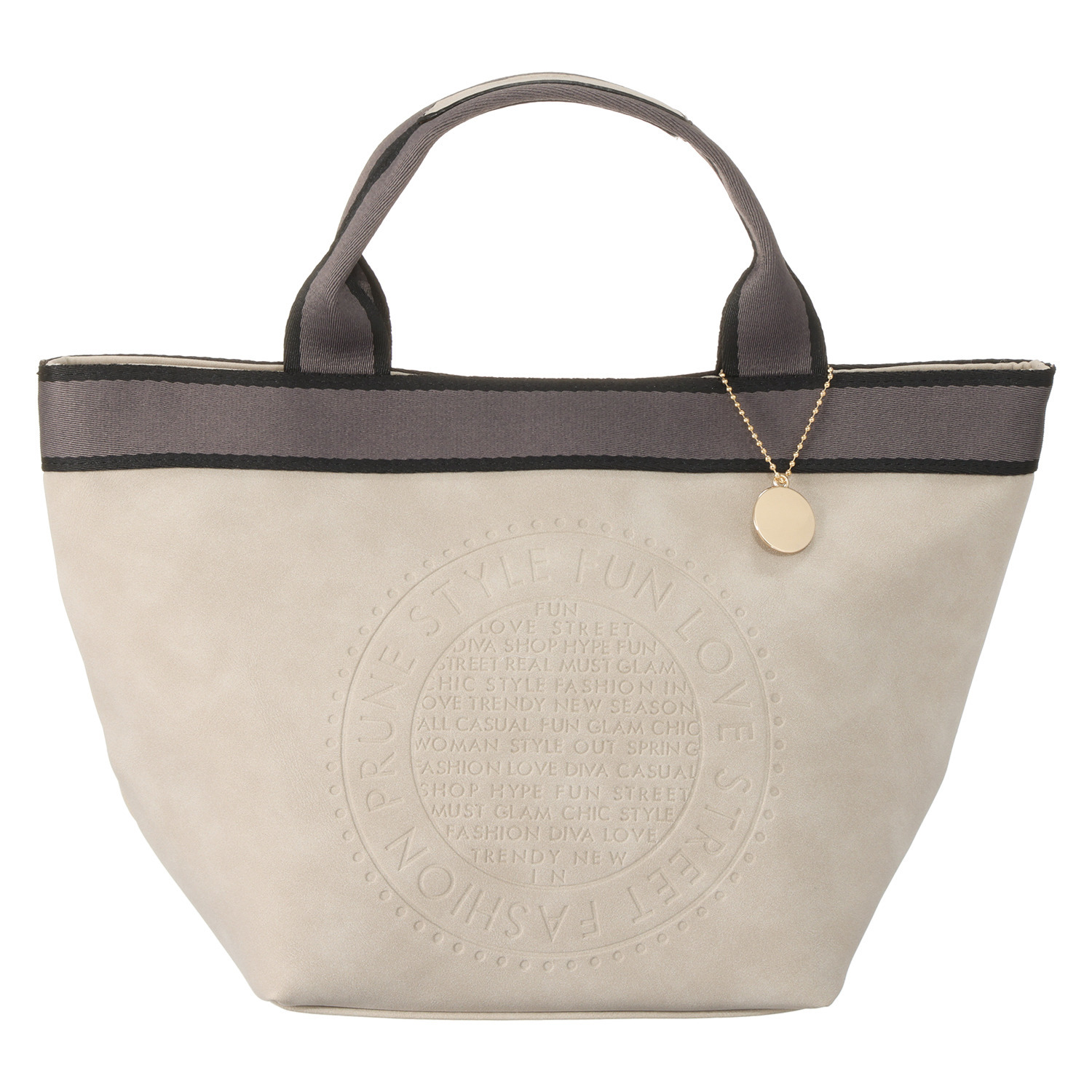 ラルジュ チャーム付 型押しデザイン トートバッグ