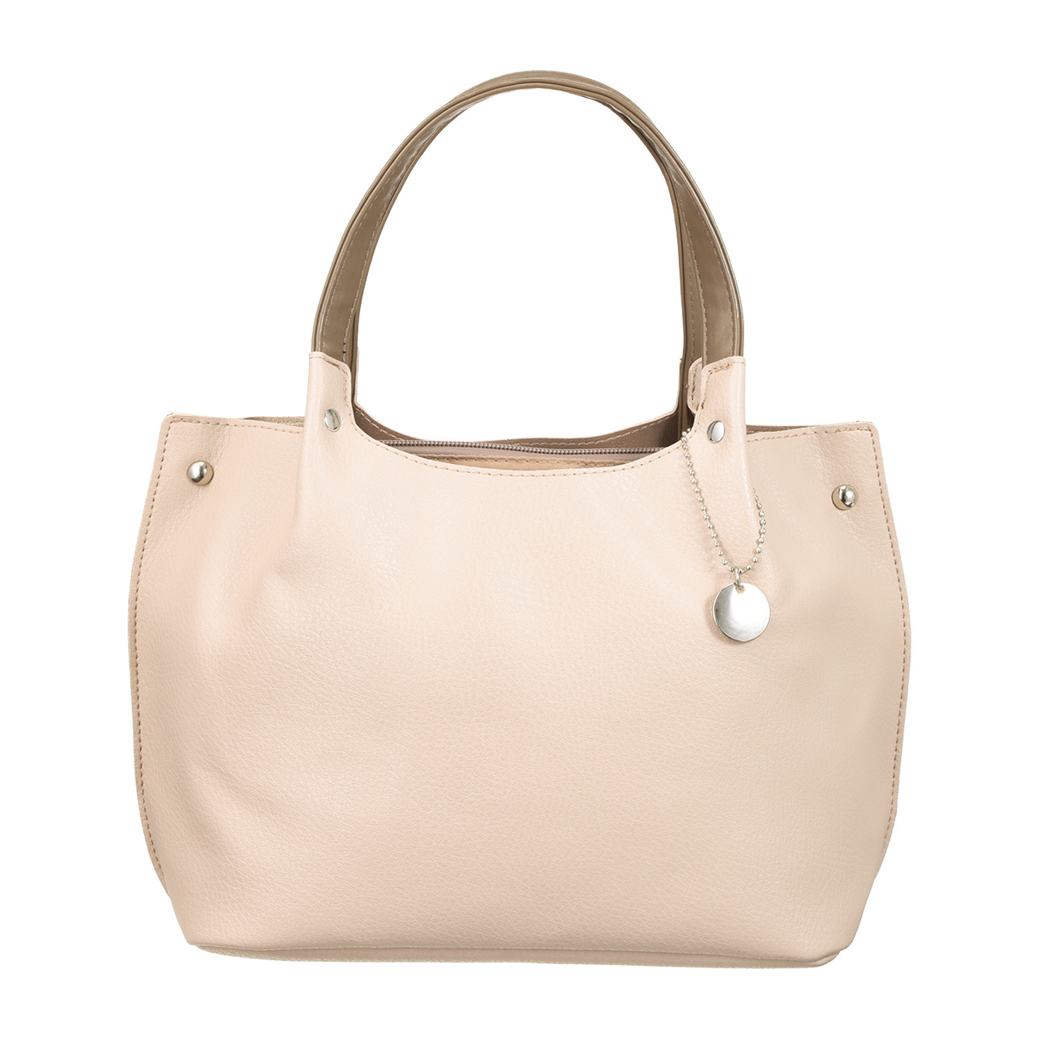 ラルジュ チャーム付 軽量 フェイクレザー ハンドバッグ