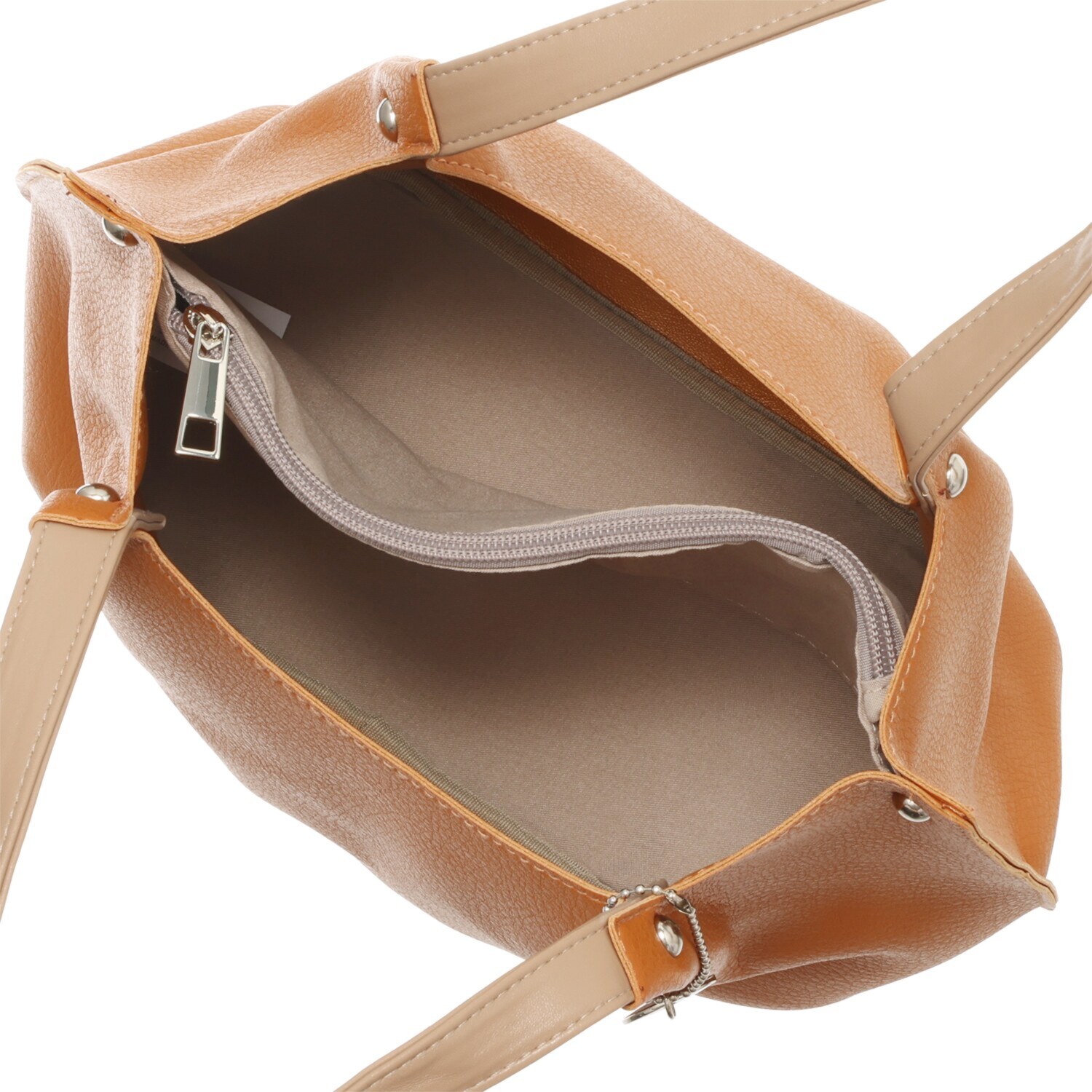 ラルジュ チャーム付 軽量 フェイクレザー ハンドバッグ