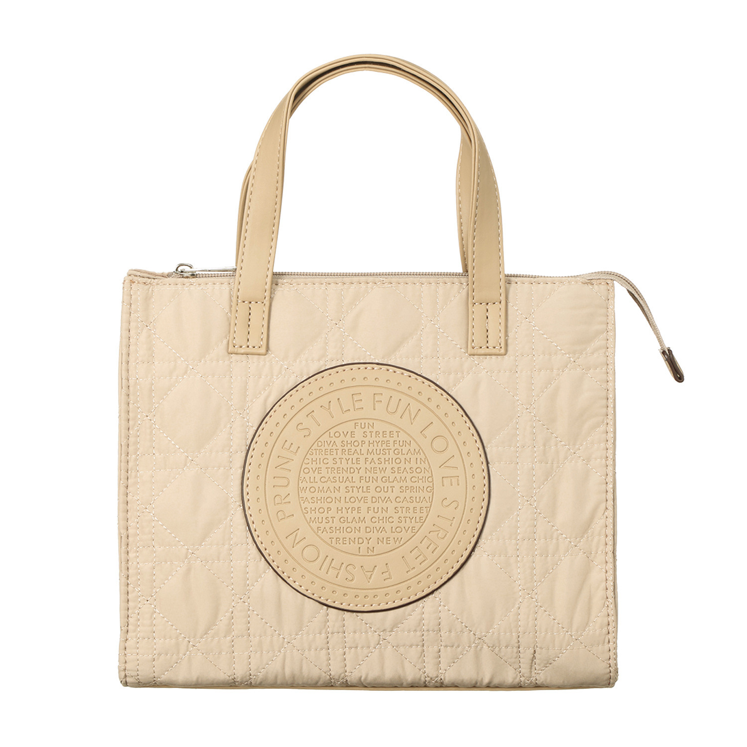 ラルジュ キルティング サークル型押し マチ広トートバッグ