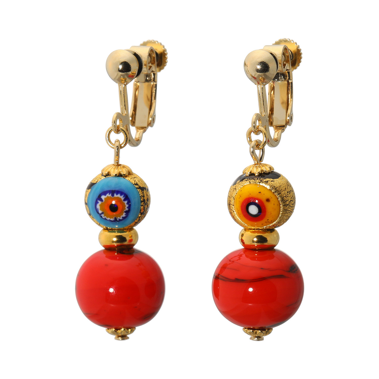 ラグーナ ベネチアンガラス レッドカラー スウィング イヤリング／ピアス