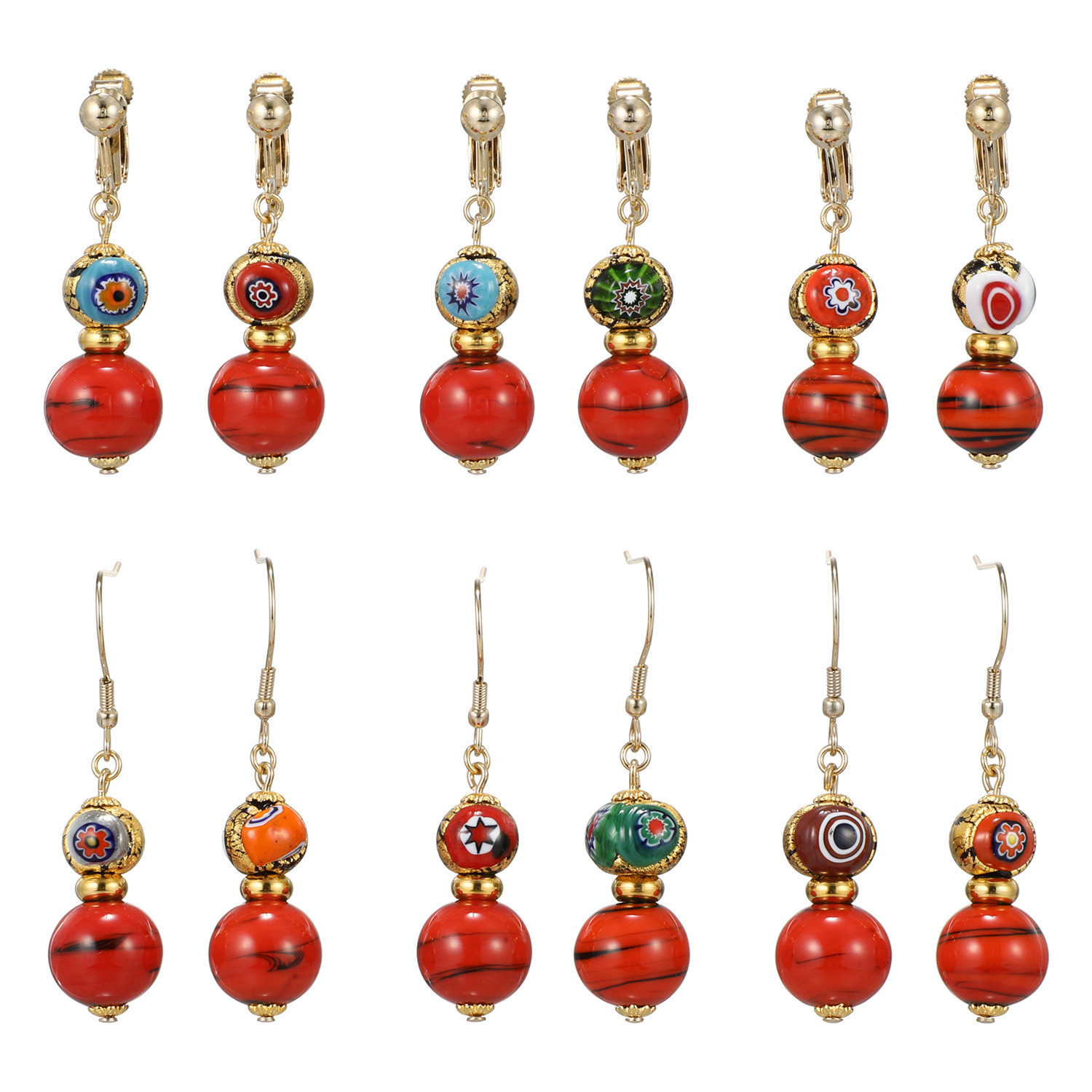 ラグーナ ベネチアンガラス レッドカラー スウィング イヤリング／ピアス