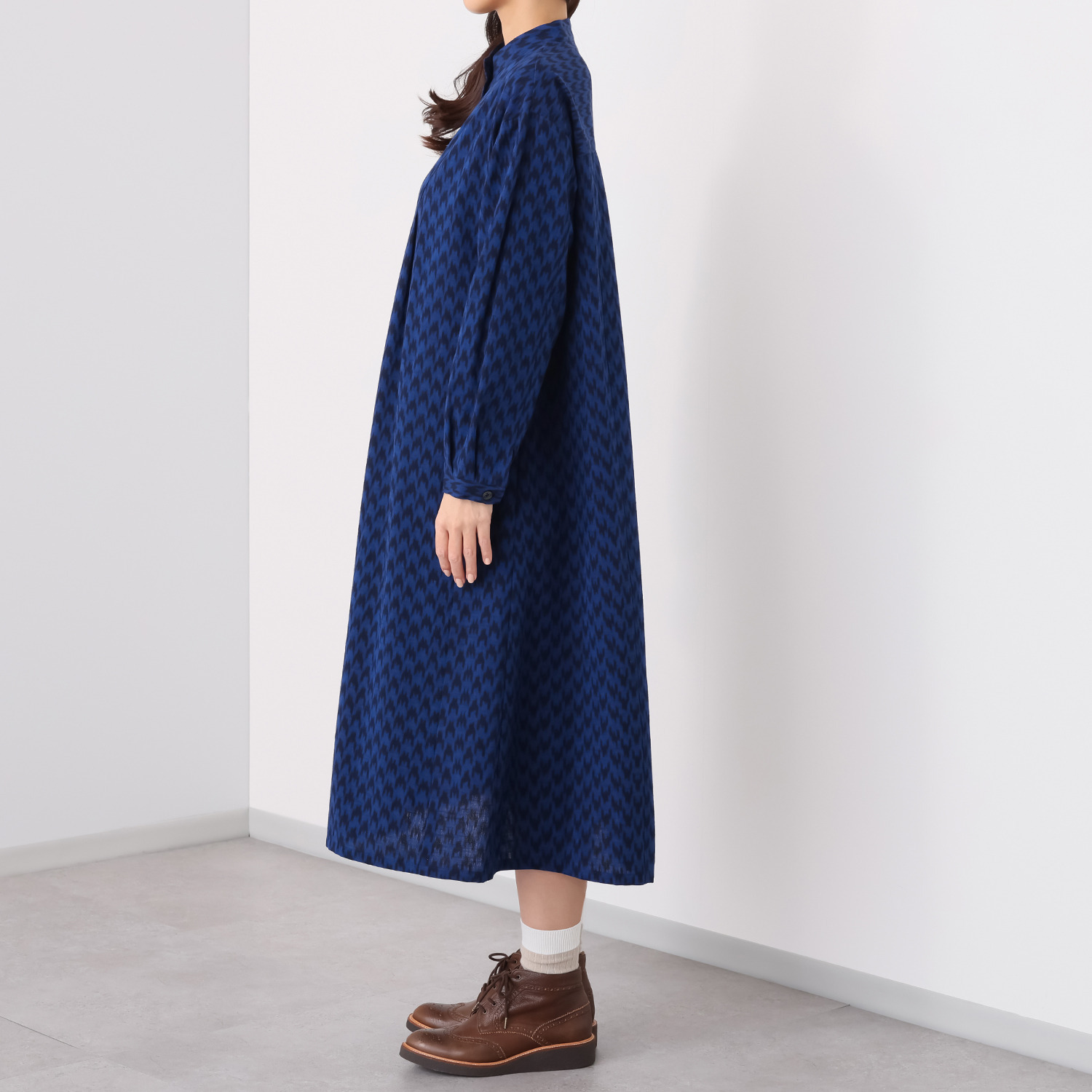 オカモト商店 ギエモン 久留米かすり 前開きワンピース