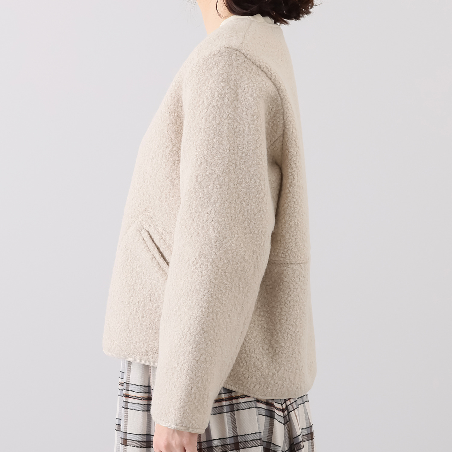 スタイル・ラヴィー コーディネイト力をアップ エコリングウール素材 パイピングアクセント ブルゾン