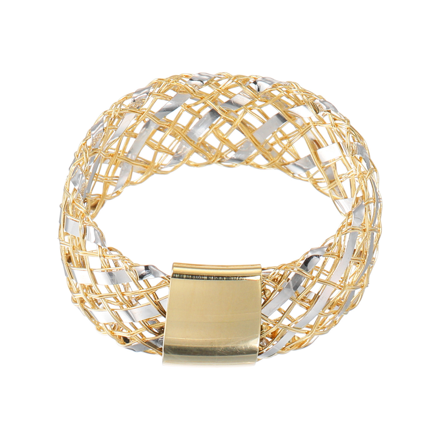 ミオ　イターリア １８Ｋツーカラーゴールド メッシュリング “カルツァ　ボンバータ”