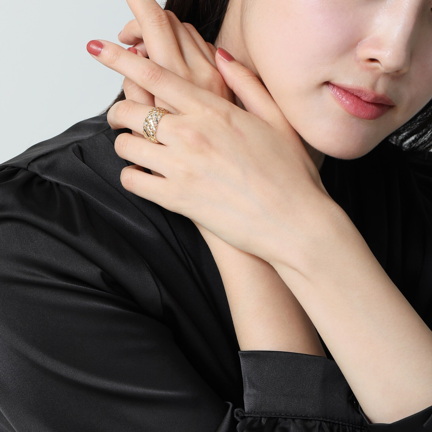 ミオ　イターリア １８Ｋツーカラーゴールド メッシュリング “カルツァ　ボンバータ”