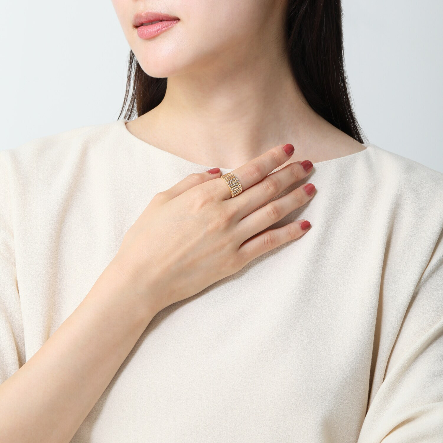 ミオ　イターリア １８Ｋツーカラーゴールド ダイヤモンドカットリング