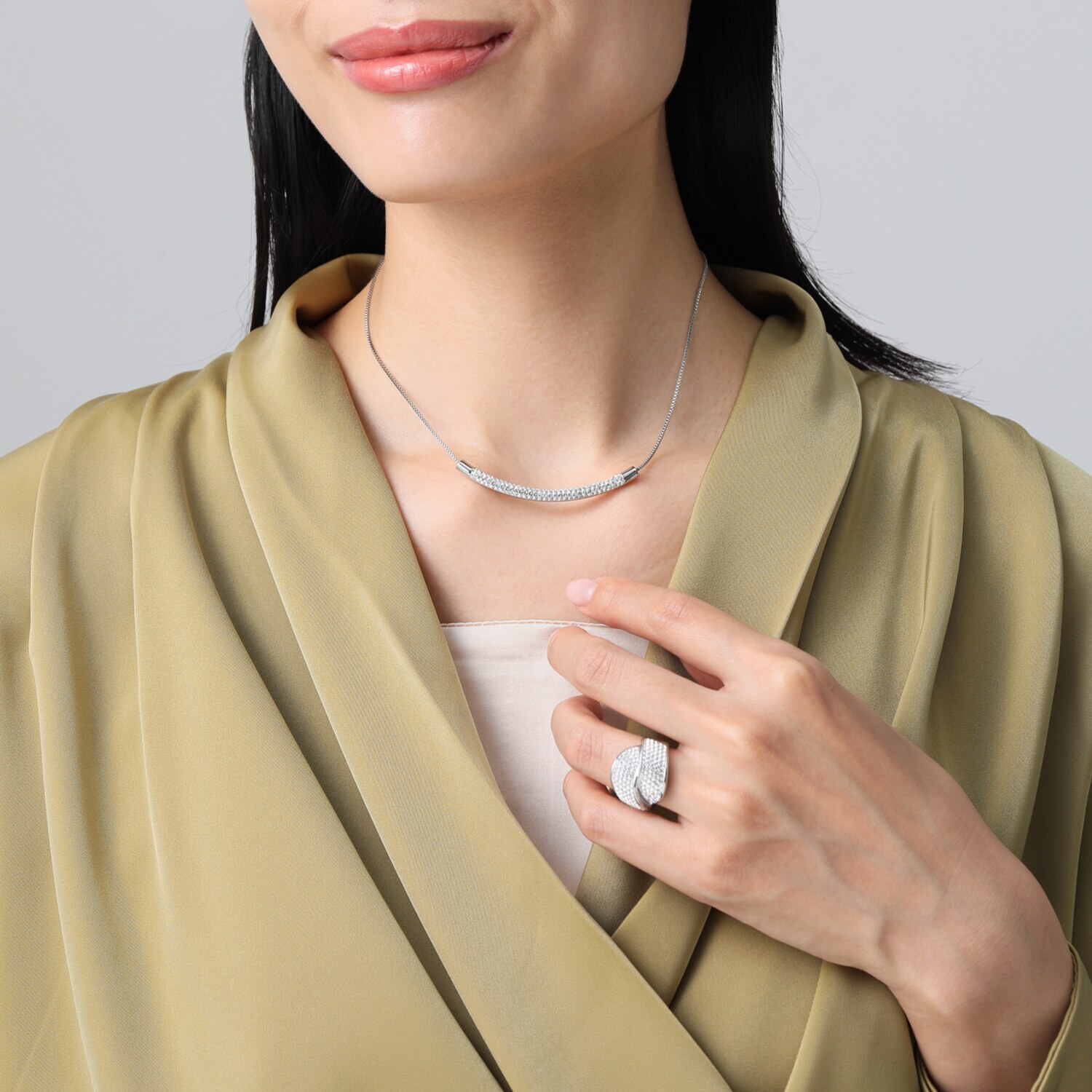 エービーステン ステンレス ビジュウ カーブライン ネックレス