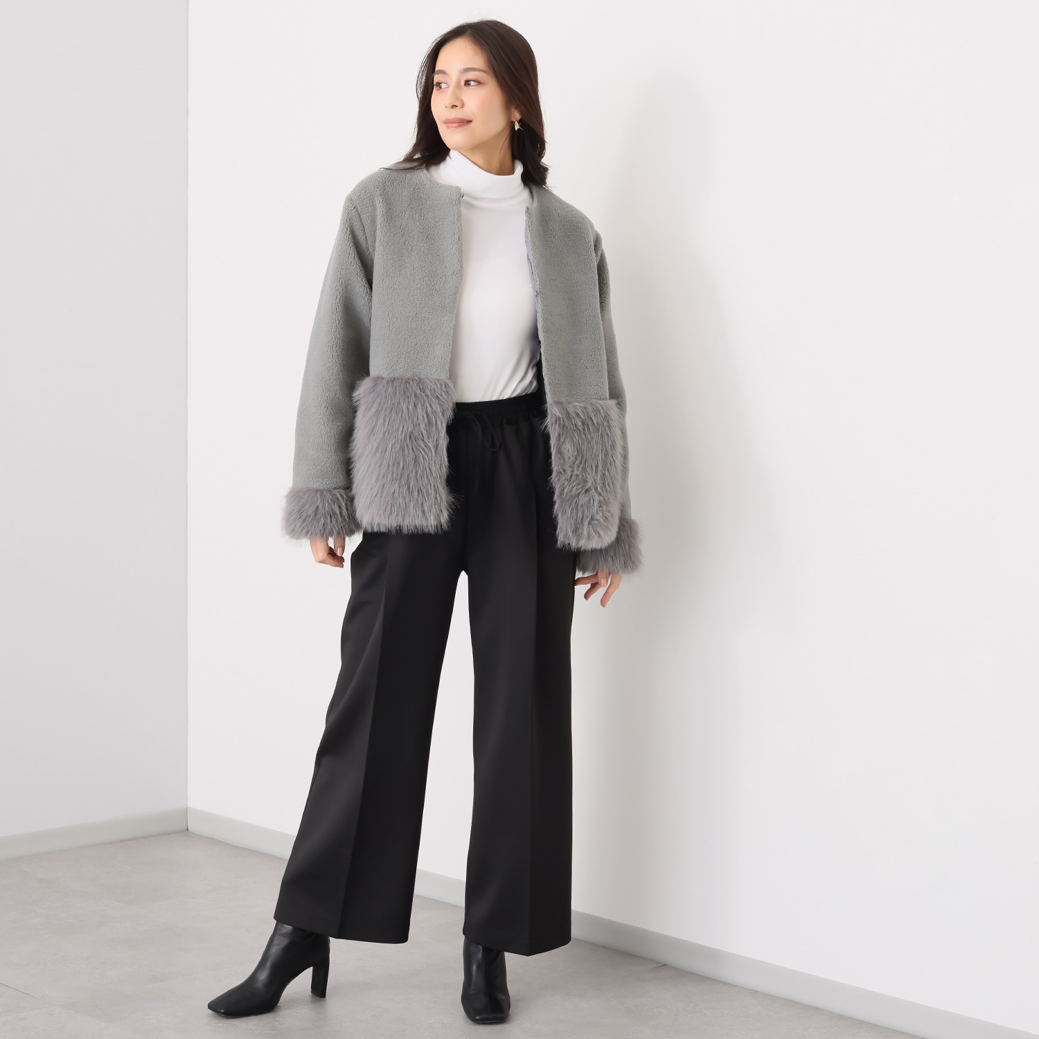 マチュート きれい見え本命アウター ボア×フェイクファー ショートコート