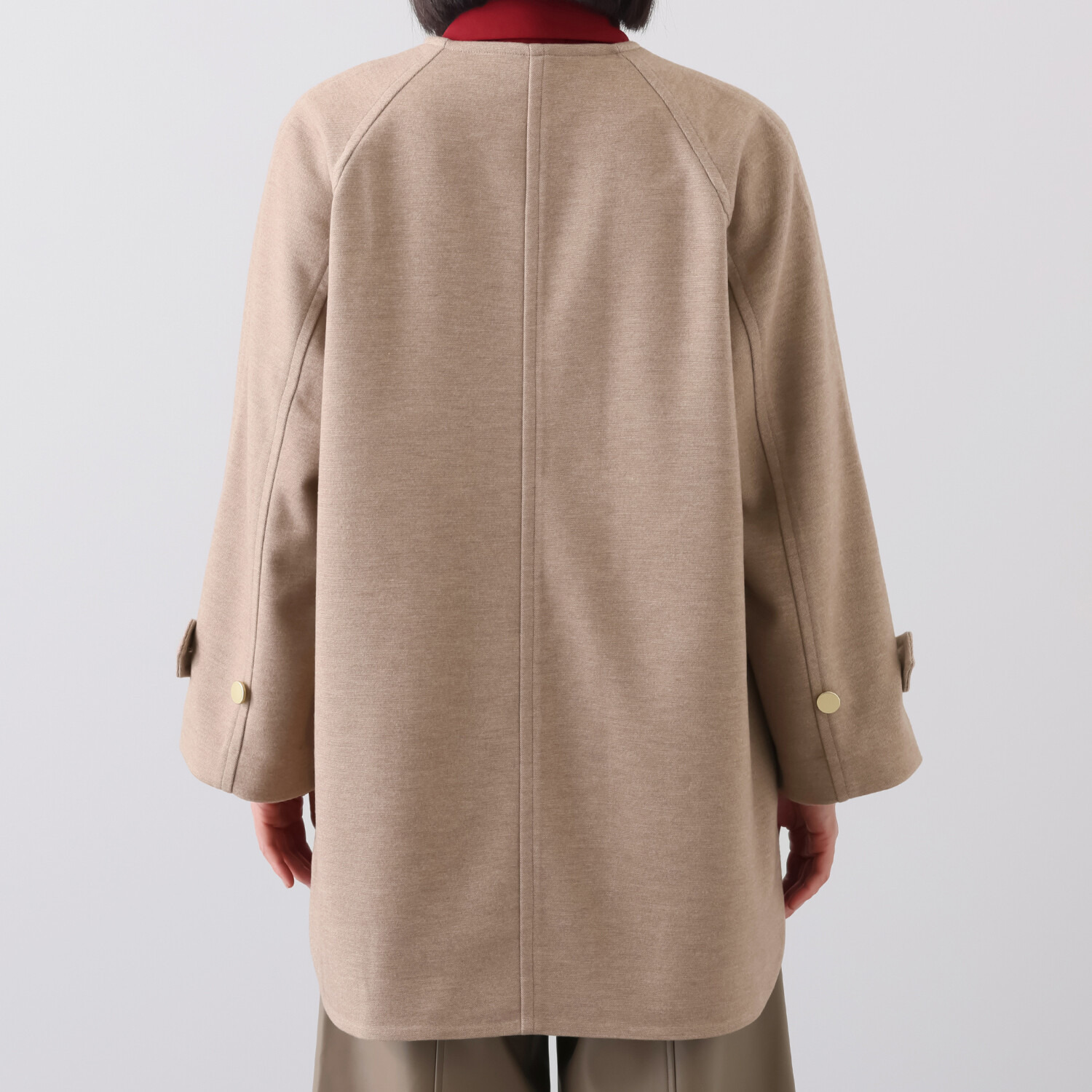 ボン・ブリコラージュ バイ　レイコ・ホウセンジ “ボンシック”なパリ風 共布マフラー付 ノーカラーコート