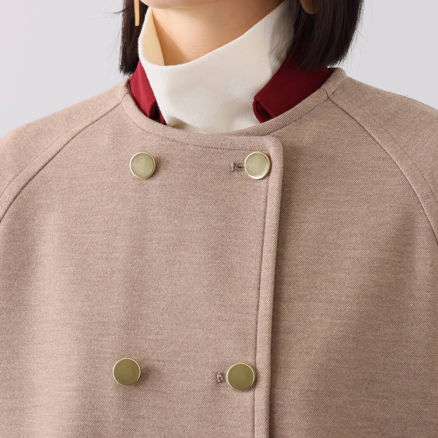 ボン・ブリコラージュ バイ　レイコ・ホウセンジ “ボンシック”なパリ風 共布マフラー付 ノーカラーコート