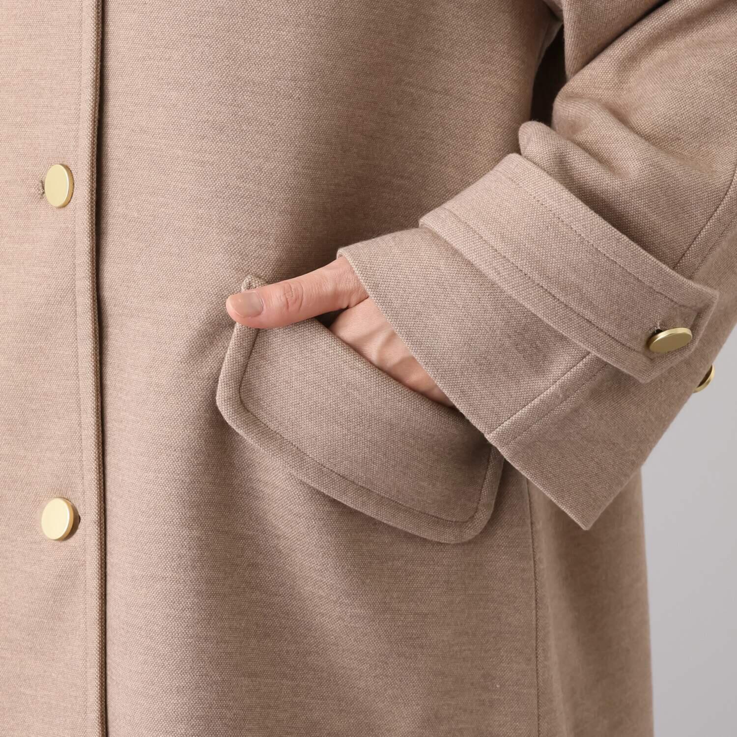 ボン・ブリコラージュ バイ　レイコ・ホウセンジ “ボンシック”なパリ風 共布マフラー付 ノーカラーコート