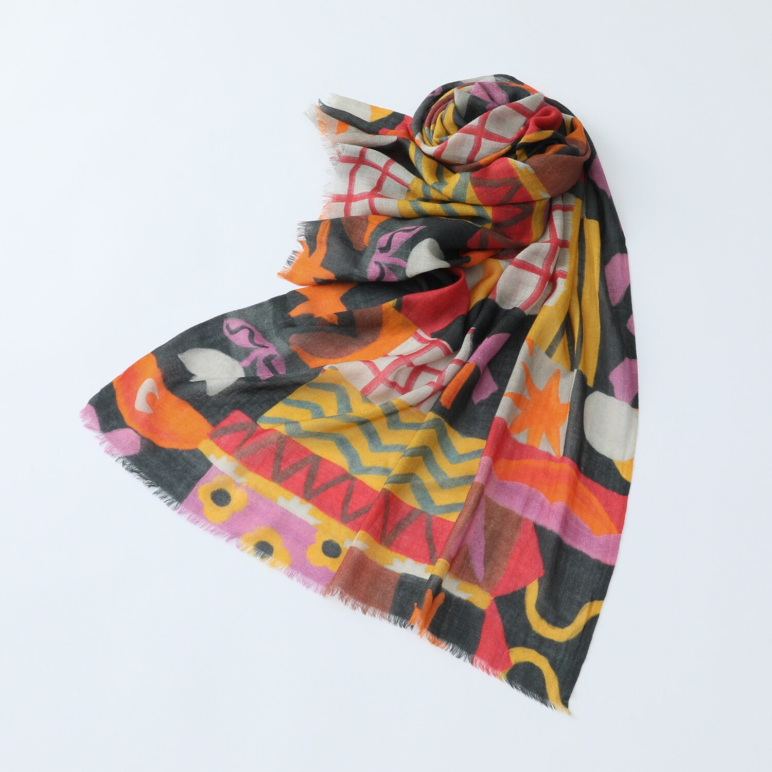 ダジュール パッチワーク調プリント ウールシルクストール