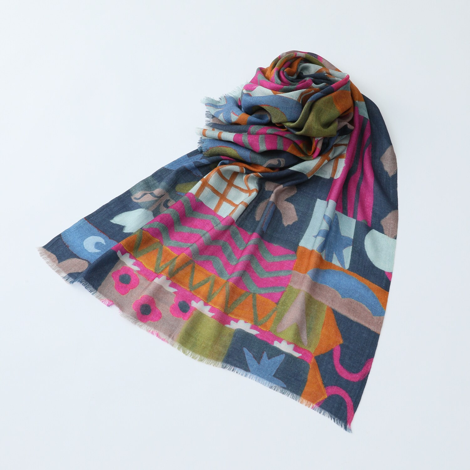 ダジュール パッチワーク調プリント ウールシルクストール