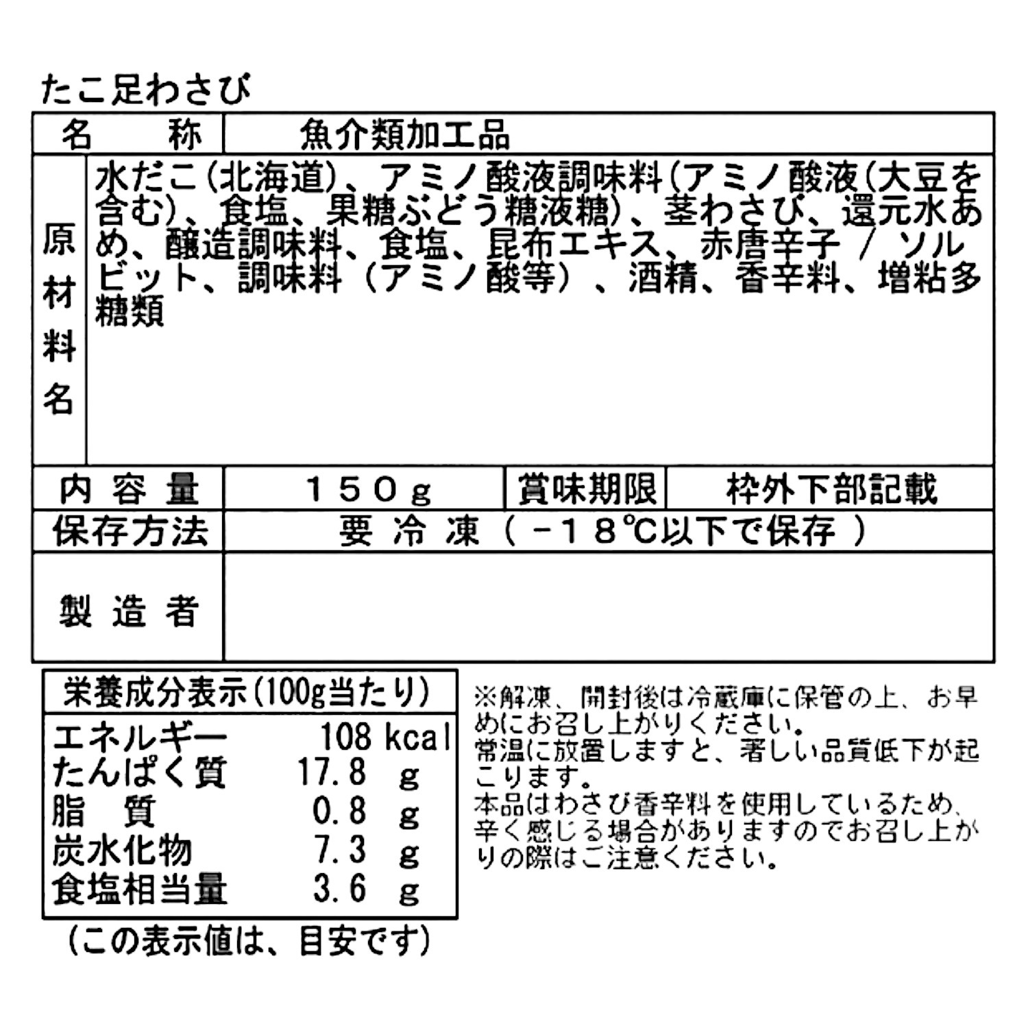 布目 たこ足わさび
