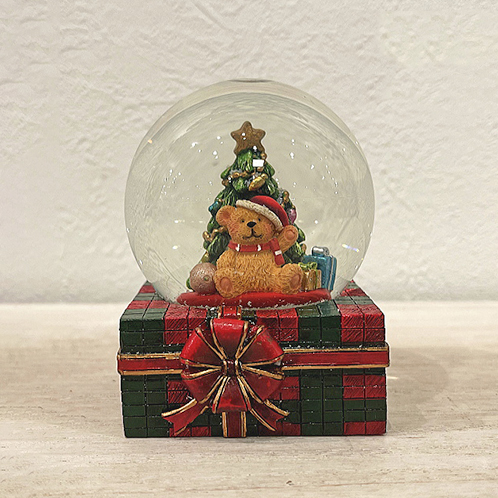 プレゼントＢＯＸの土台が キュート！ スノードーム “ベアー＆ツリー”