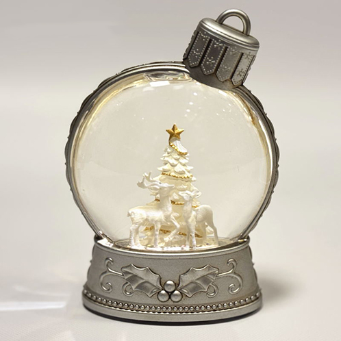 スノーグローブ ボールライトスタンド ＜ホワイトツリー＆ トナカイ＞