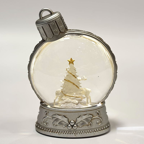 スノーグローブ ボールライトスタンド ＜ホワイトツリー＆ トナカイ＞