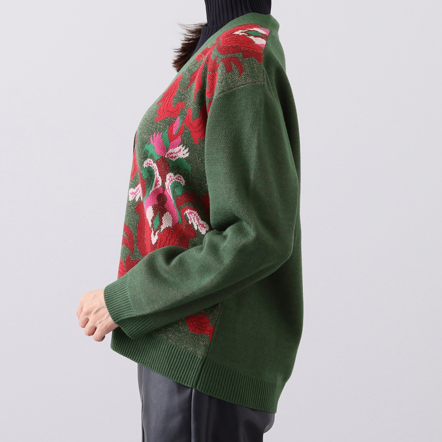 ミューリエ ヴィンテージ感漂う魅力 アラベスク柄ジャガード ニットカーディガン