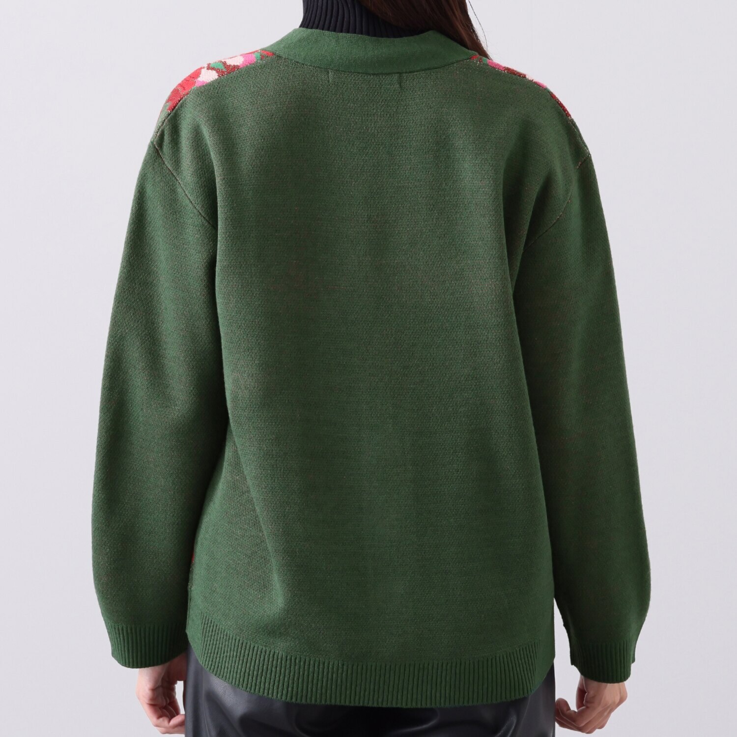 ミューリエ ヴィンテージ感漂う魅力 アラベスク柄ジャガード ニットカーディガン