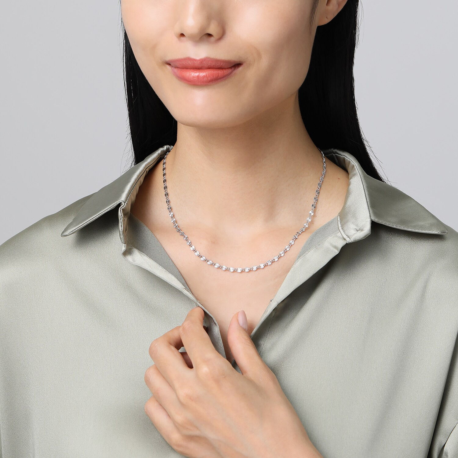 エクセラ イタリアン・シルバー ２層コーティング スターチェーン ネックレス