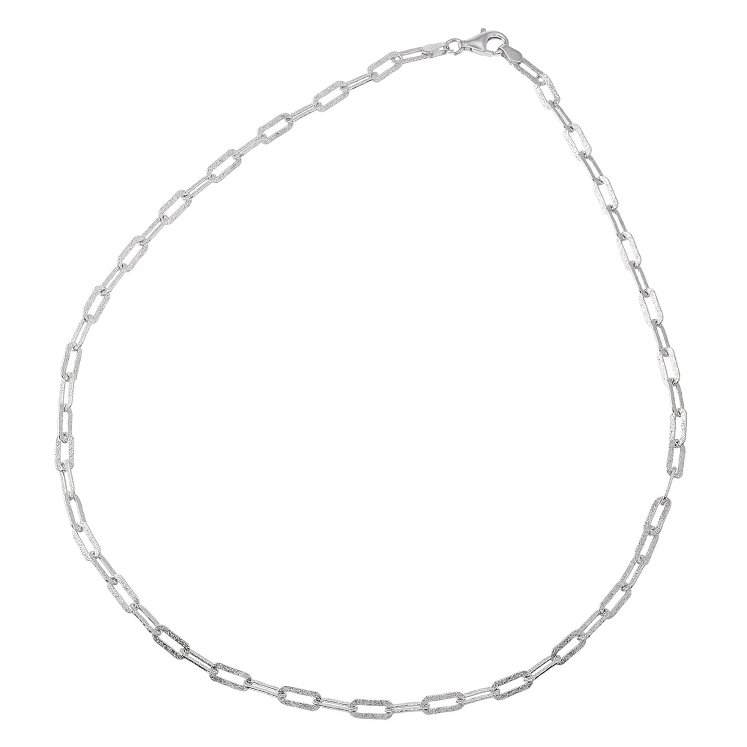 エクセラ イタリアン・シルバー ２層コーティング サテン＆ハンマー加工 ペーパークリップ チェーンネックレス