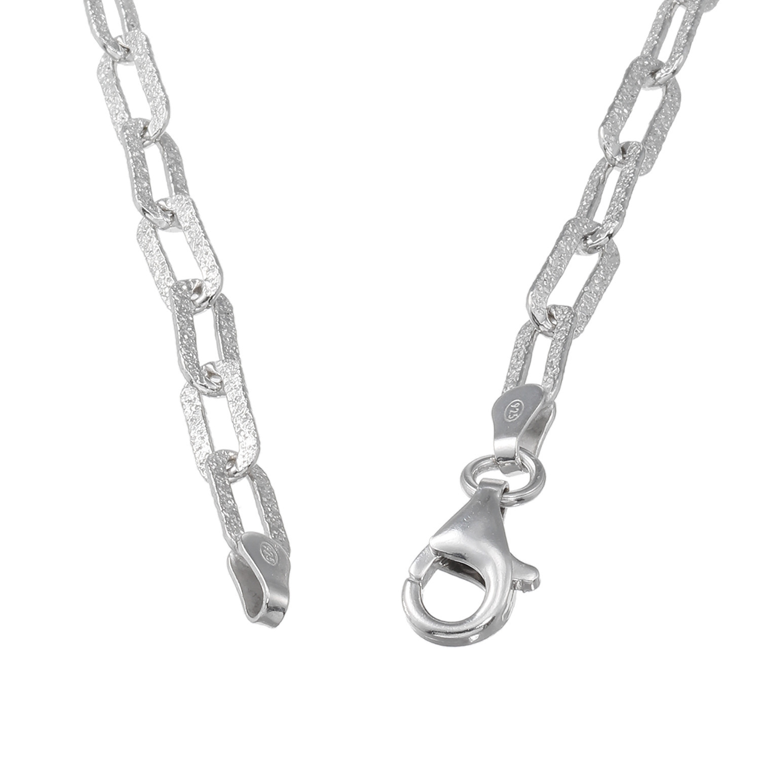 エクセラ イタリアン・シルバー ２層コーティング サテン＆ハンマー加工 ペーパークリップ チェーンネックレス