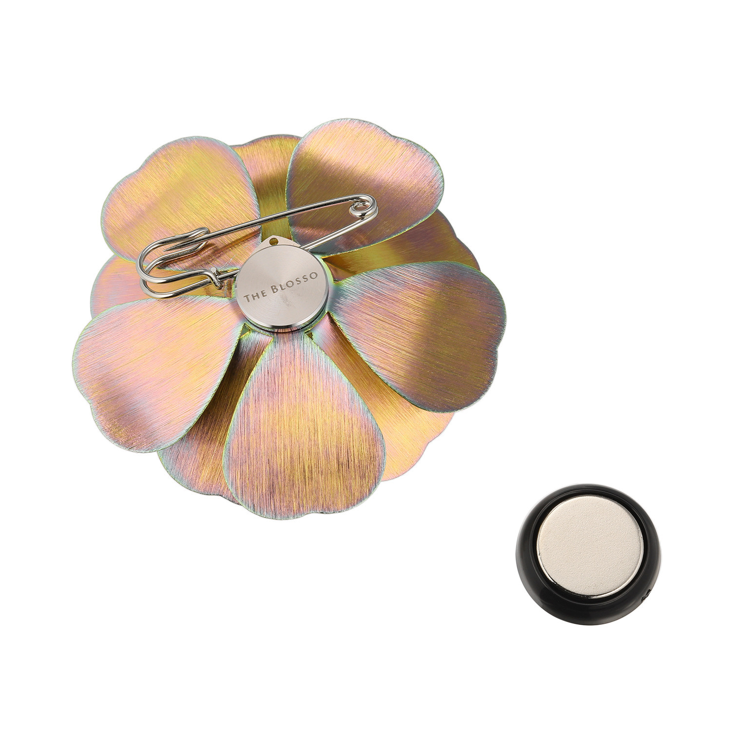 ブロッソ ステンレス カメリアデザイン マグネット付ブローチ