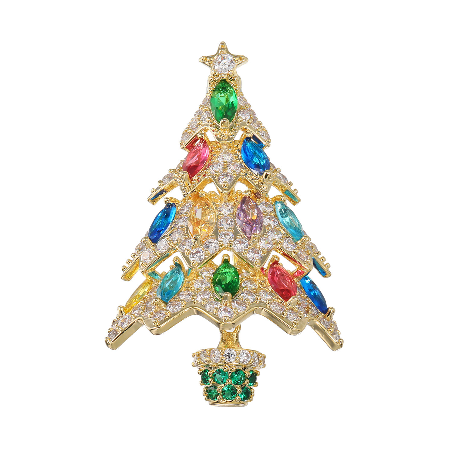 キラキラギフト バイ　アビステ ビジュウ クリスマスツリー ブローチ