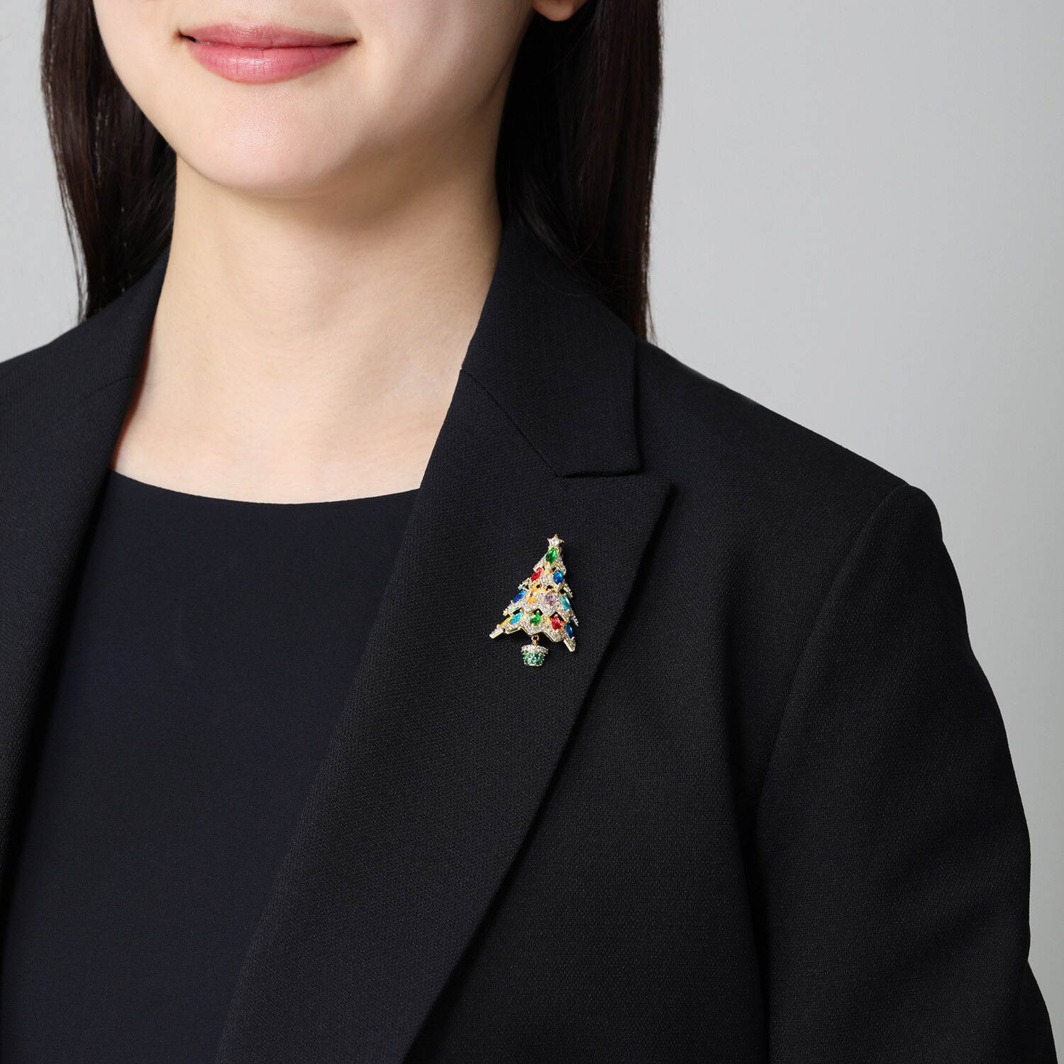 キラキラギフト バイ　アビステ ビジュウ クリスマスツリー ブローチ