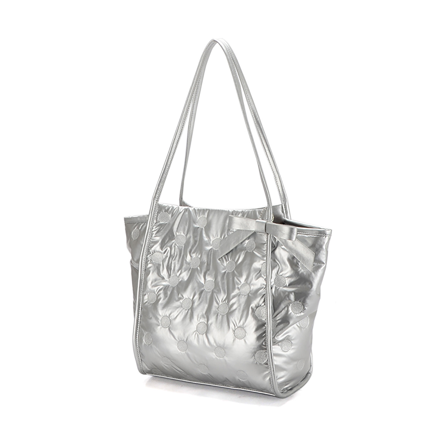 ラルジュ リボンチャーム付 軽量メタリック バッグ