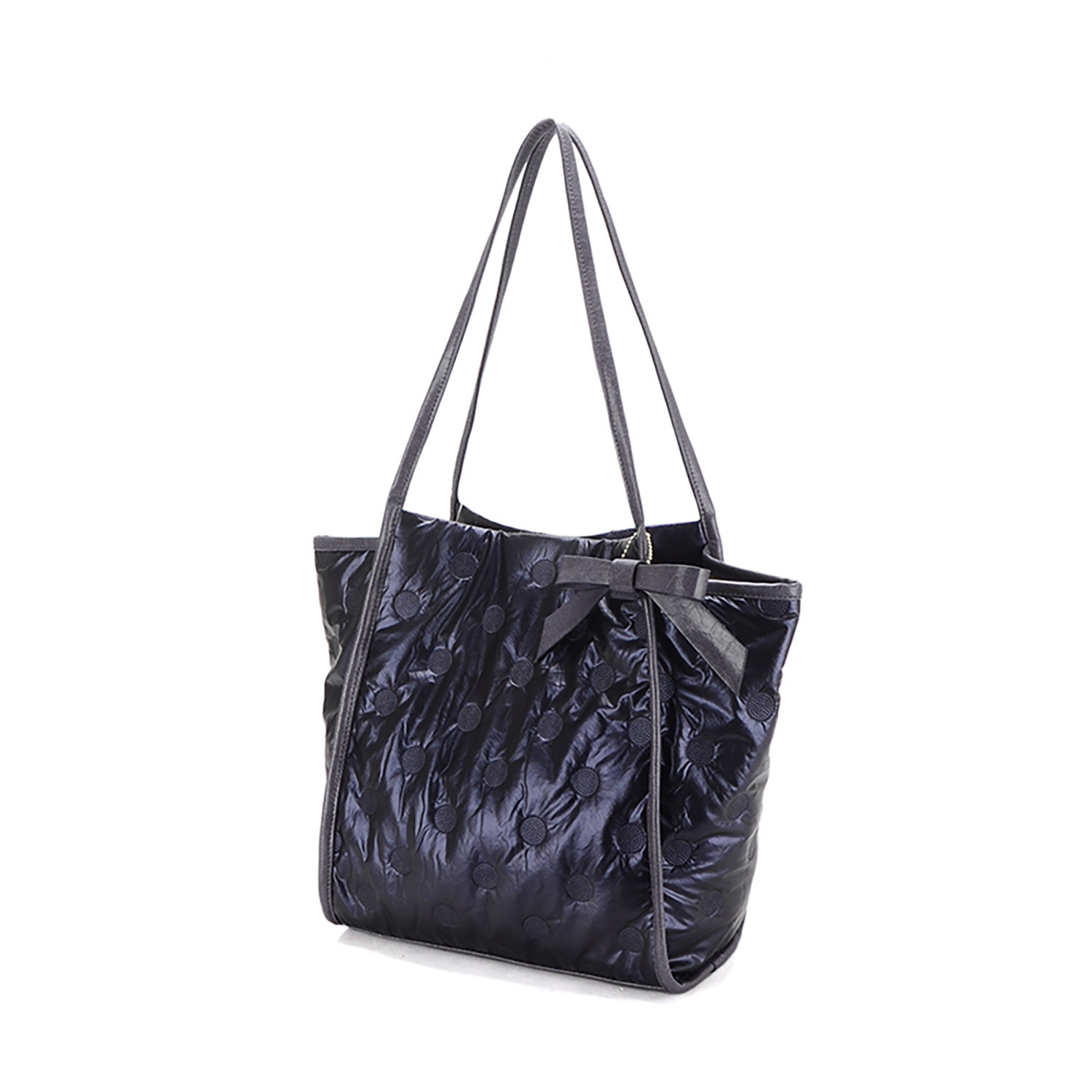 ラルジュ リボンチャーム付 軽量メタリック バッグ