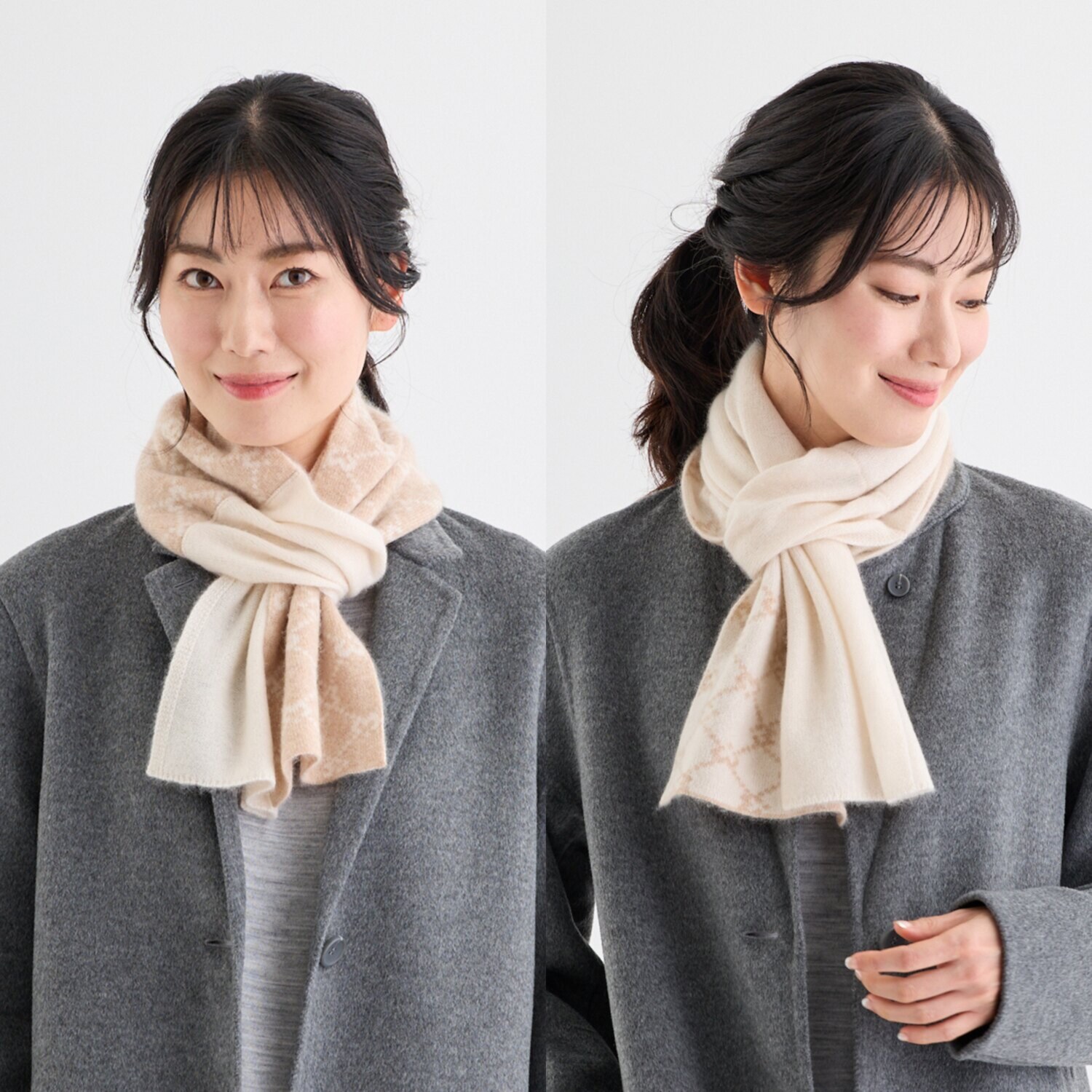 ミラ・ショーン 内モンゴル産 カシミヤ１００％ ジャガードニットマフラー