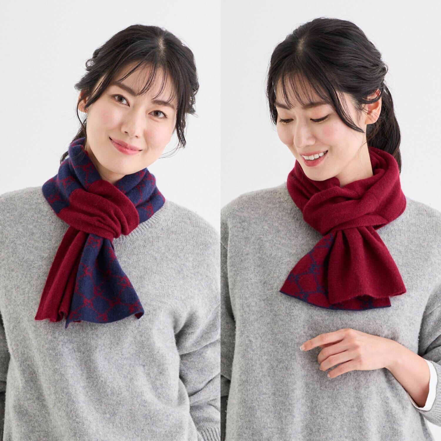 ミラ・ショーン 内モンゴル産 カシミヤ１００％ ジャガードニットマフラー