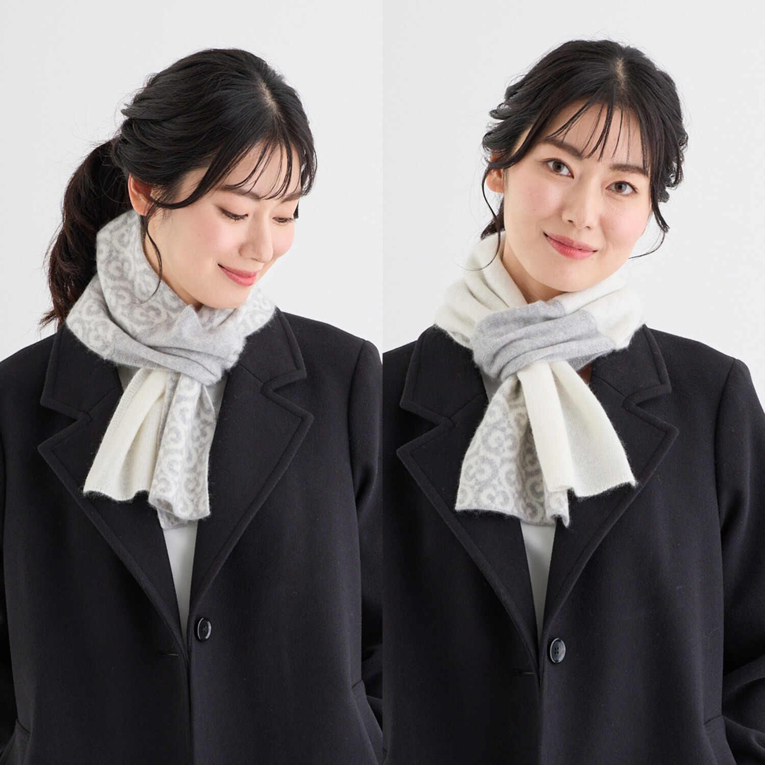 ミラ・ショーン 内モンゴル産 カシミヤ１００％ ジャガードニットマフラー