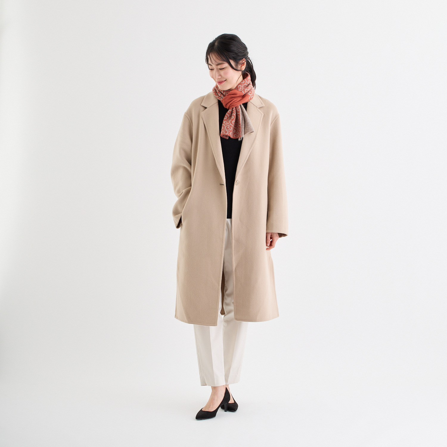 ミラ・ショーン 内モンゴル産 カシミヤ１００％ ジャガードニットマフラー