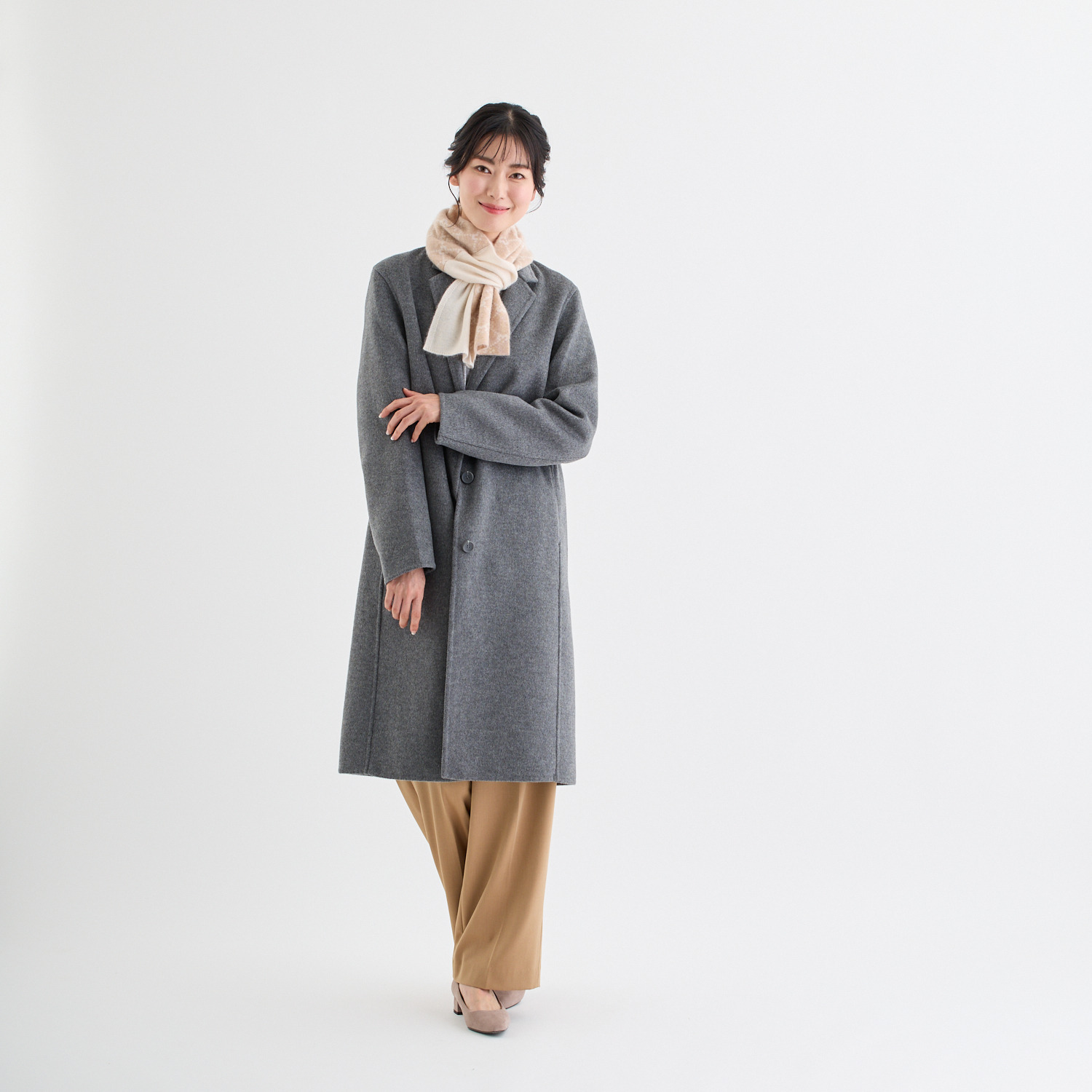 ミラ・ショーン 内モンゴル産 カシミヤ１００％ ジャガードニットマフラー