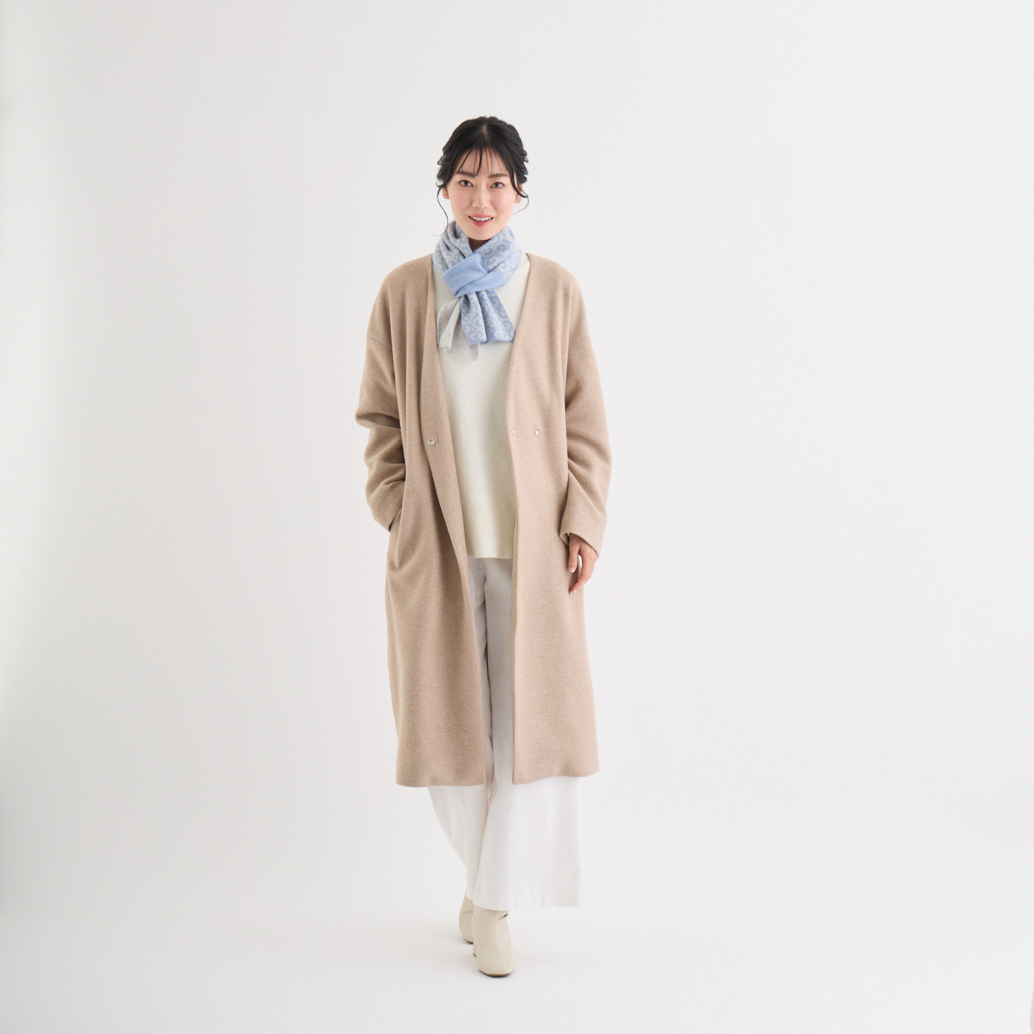 ミラ・ショーン 内モンゴル産 カシミヤ１００％ ジャガードニットマフラー