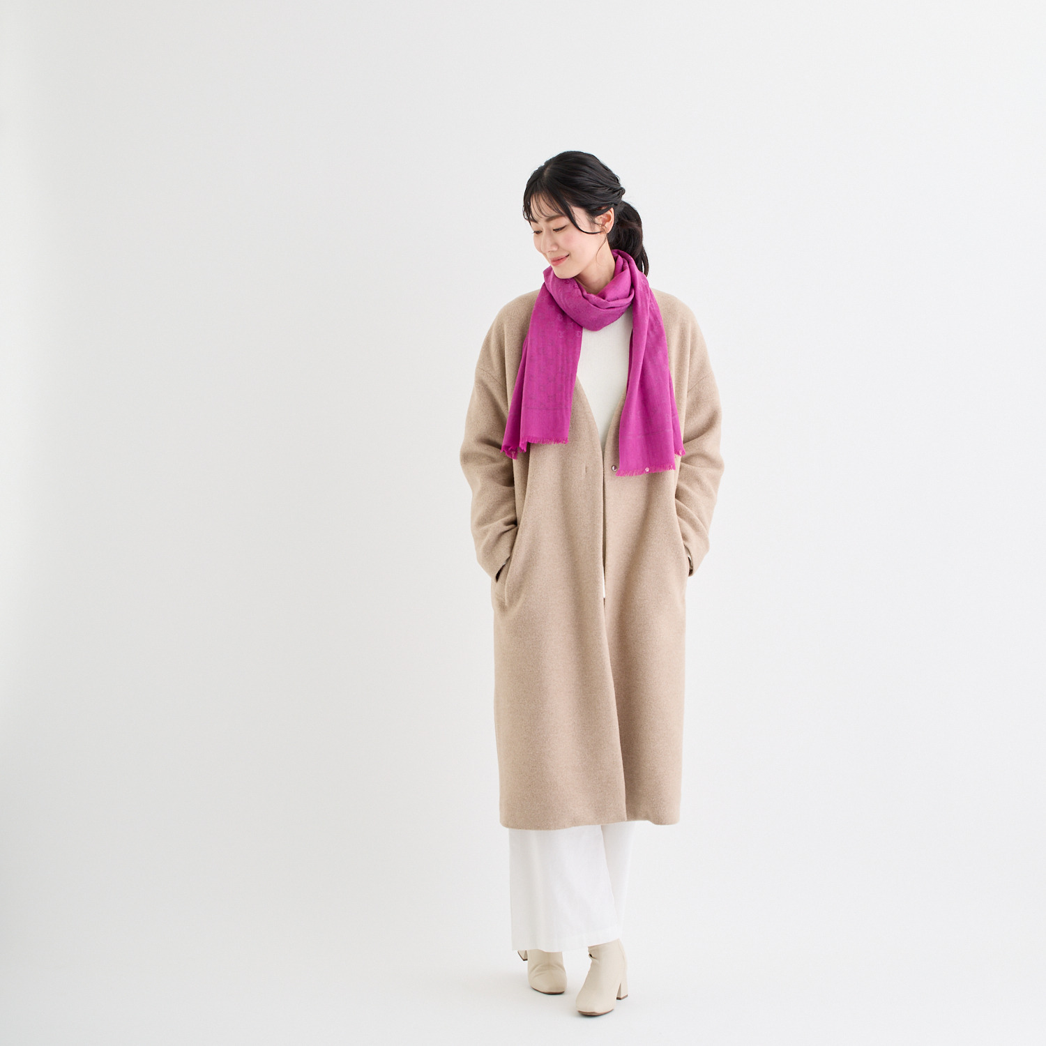 ミラ・ショーン カシミヤシルク ロゴジャガード ストール